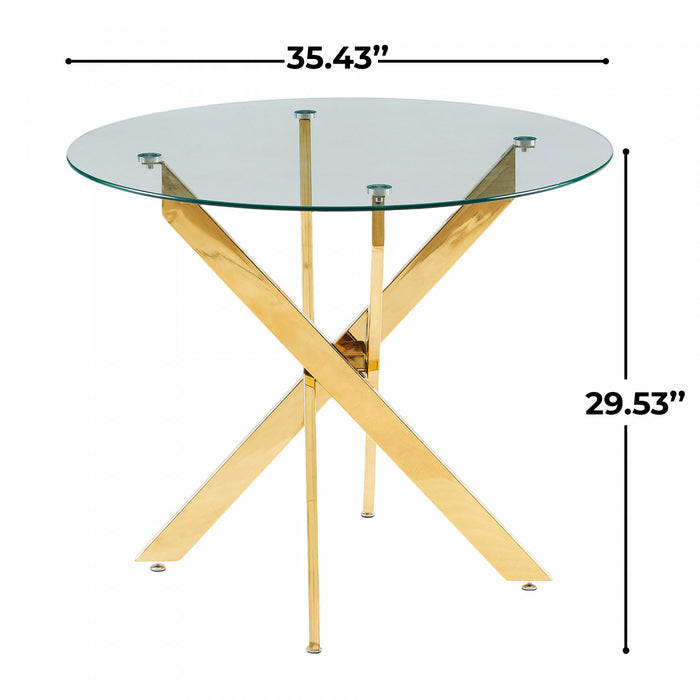 Aiden 5-Piece Dining Set with Glass Table and Velvet Chairs,Orange Dining Room Set