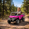 Qaba Kids Ride On Tractor, 12V Electric Tractor with Remote Control, Dual Motors, Music, Lights, Cargo Bed, Rear Suspension, Ride On Car for Kids Ages 3-6 Years, Pink