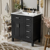 Savannah 30 Inch Bathroom Vanity with Ceramic Sink and Spacious Storage Cabinet, Black | Savannah Meuble de salle de bain 30 pouces avec vasque en ceramique et armoire de rangement spacieux, Noir