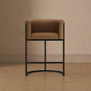Cosmopolitan Mid-Century Modern Metal Upholstered Counter Stool in Chestnut | Tabouret de comptoir moderne du milieu du siecle en metal et tissu, finition chataigne