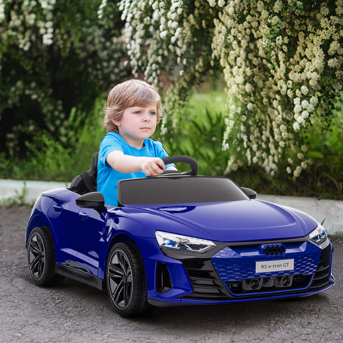 Aosom Audi Rs E-tron Gt Licensed Ride On Car, 12v Battery Powered Electric Car With Remote Control, Suspension Wheels, Soft Start, Horn, Music, Headlights, Navy Blue