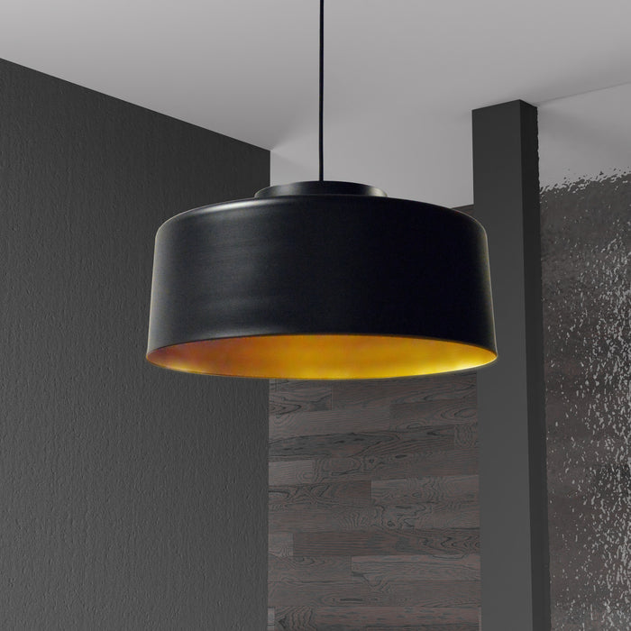 Dainolite Kup 1 Light Metal Pendant Black/Gold Finish Lamp