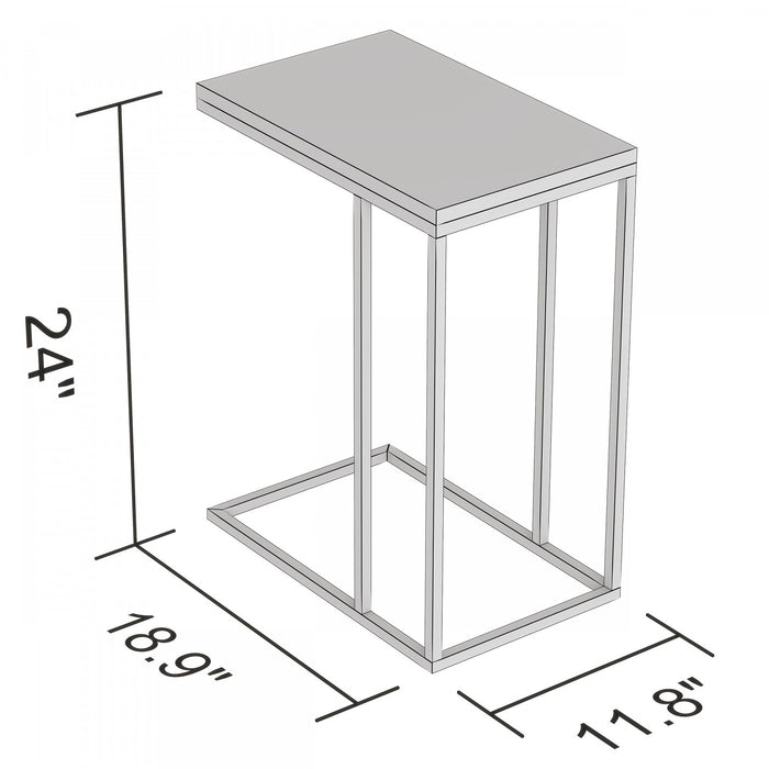 19” C-Shaped End Table With Metal Frame - Dark Cement