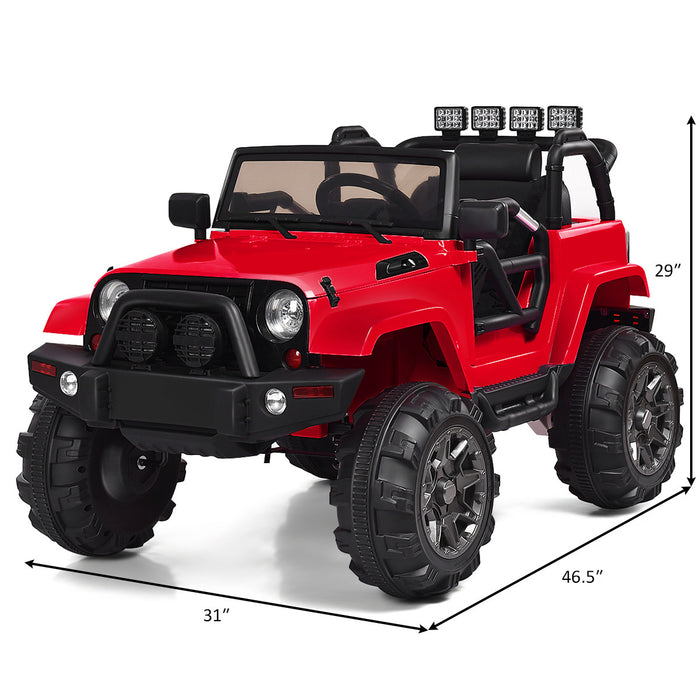 Costway 12v Kids Ride On Truck Car W/ Remote Control Mp3 Music Led Lights Red
