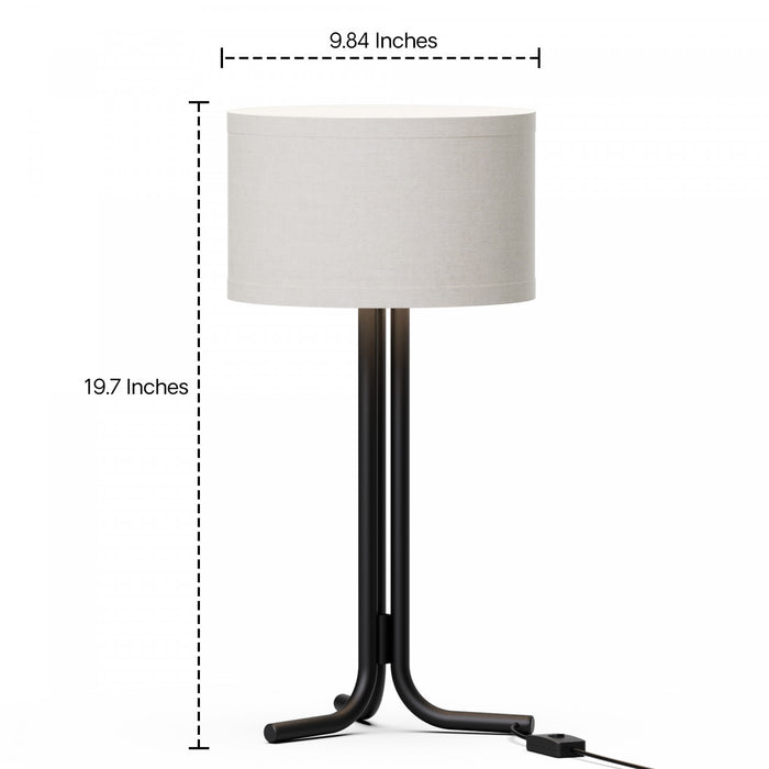 20\" Black Table Lamp with Cylindrical Shade
