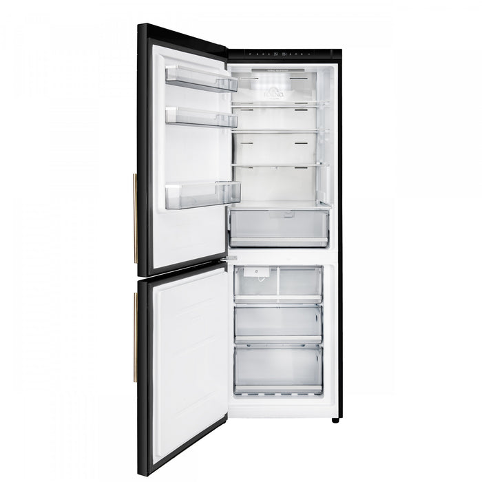 Forno Custodia 24\" Bottom Freezer, 10.3 cu.ft., Left Swing, Ice Maker, Black - FFFFD1766-24BLK-LS Refrigerator