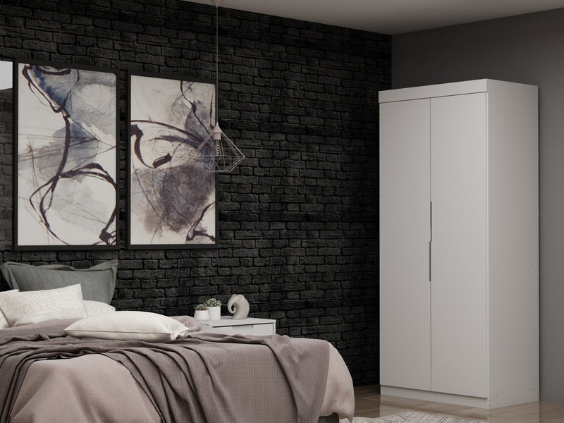 Mulberry Contemporary Modern 2-Piece Wardrobe Closet in White