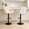 HOMCOM Adjustable Bar Stools Set of 2, Swivel Tufted Fabric Barstools