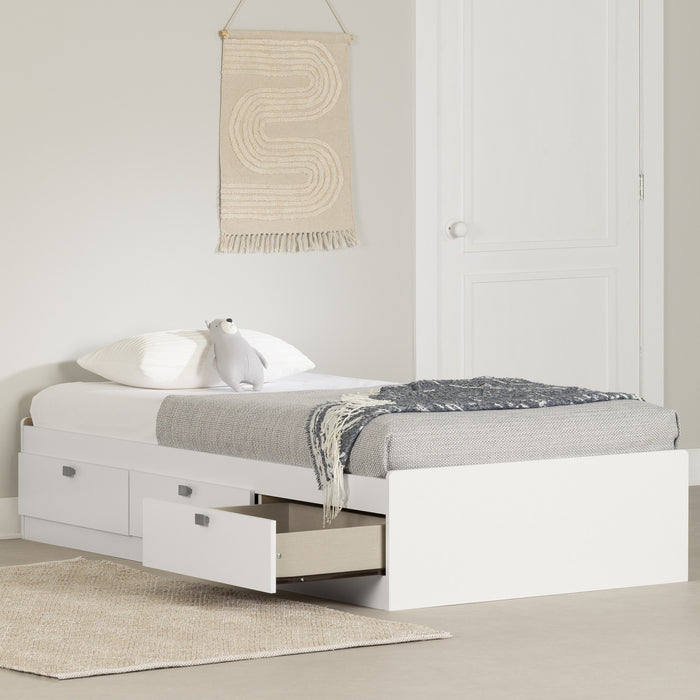 Spark Mate's Platform Storage Bed With 3 Drawers - Pure White 
