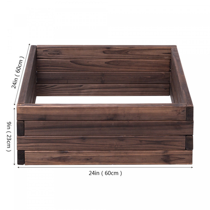 Costway Square Raised Garden Bed Flower Vegetables Seeds Planter Kit Elevated Box