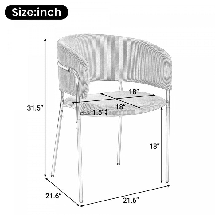 Ethan Set of 4 Modern Corduroy Upholstery Side Chair with Angled Legs and Adjustable Feet,Green Dining Chair