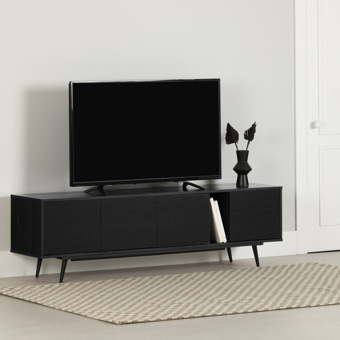 Mezzy 71\" TV Stand with Doors - Black Oak