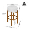 Vera Rubber Wood Bar Stool Set of 2 Indoor Seating with Round Ivory Cushion,Walnut | Vera – Lot de 2 tabourets de bar en bois d’hevea pour interieur avec coussin rond ivoire, finition noyer