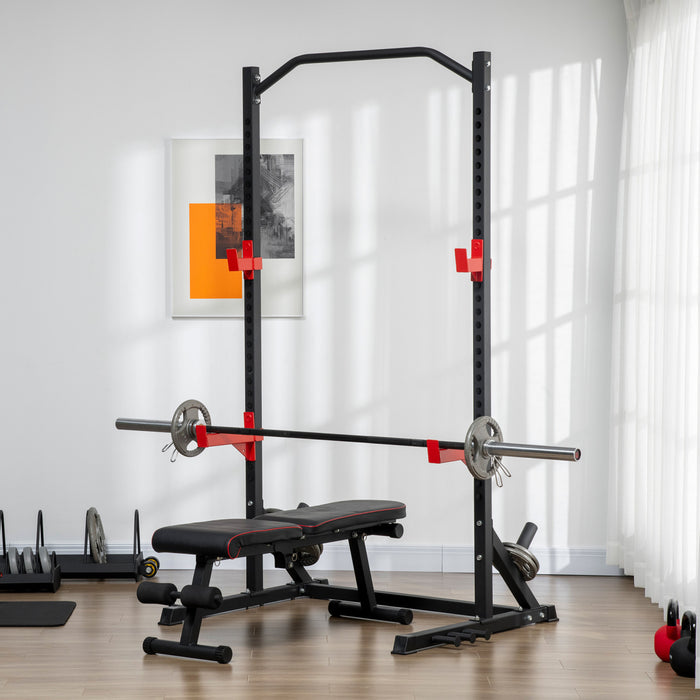 Soozier Multifunction Power Rack, Adjustable Squat Rack Stand With Pull Up Bar And Weight Plate Rack, Barbell Rack For Home Gym Weight Lifting