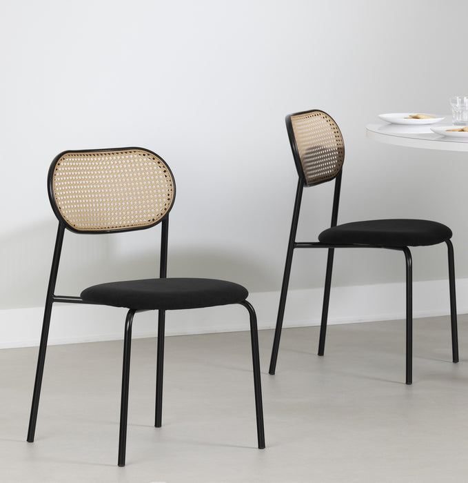 Hype Black Natural Rattan Dining Chair - Set of 2