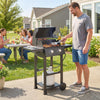 Outsunny 2 Burner Propane Gas Grill, 18,400 BTU Portable Natural Gas BBQ with Foldable Side Shelves, Wheels, Bottom Storage, Built-in Thermometer, Warming Rack, Black