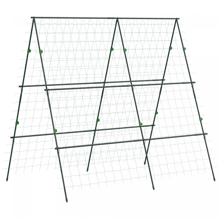 Outsunny Metal Tomato Cage With Net For Climbing Plants Vegetables, Green