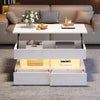 Nathan Lift-Top Coffee Table with LED Lighting,White | Nathan table basse relevable – table basse avec eclairage LED, blanc