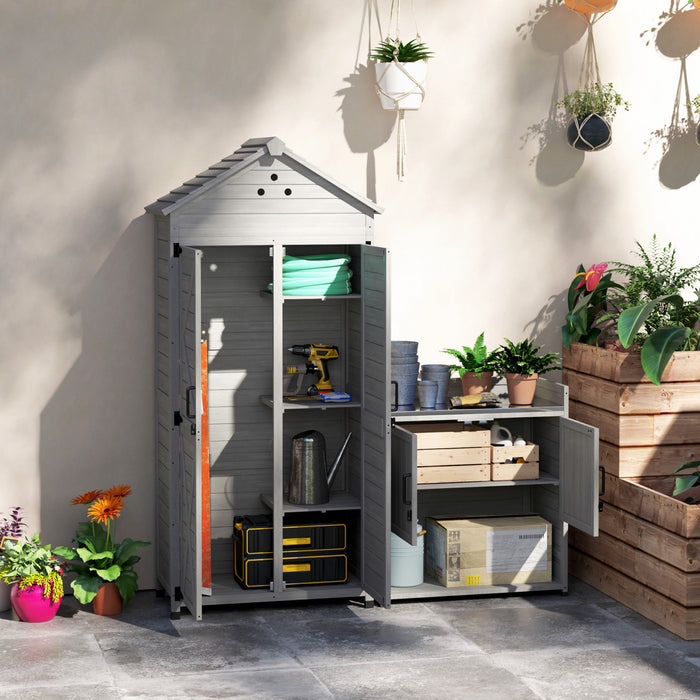 Outsunny Outdoor Storage Cabinet, Wood Garden Shed With Shelves