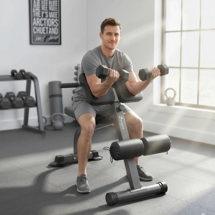 Soozier Roman Chair, Foldable Hyperextension Bench, Silver Tone