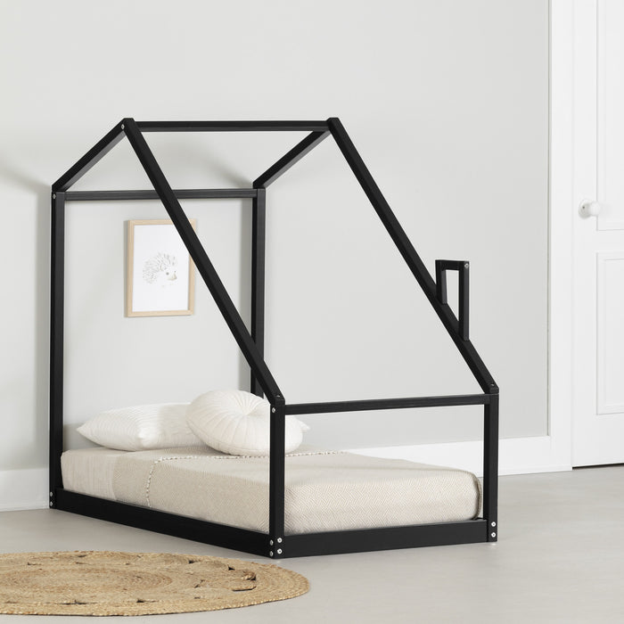 Sweedi House Bed with Chimney - Black