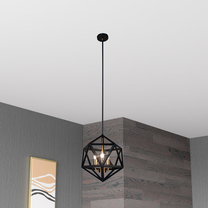 Dainolite Archello 3 Light Chandelier Matte Black Antique Brass Accents Lamp