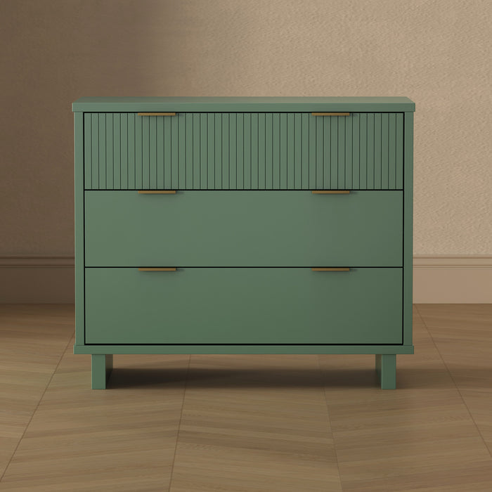 Elara Contemporary 38\" Solid Wood Dresser in Sage Green (3-Drawer)