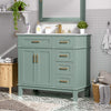 Clara 36 Inch Modern Bathroom Vanity with Ceramic Sink and Multi-Drawer Storage, Light Green | Clara Vanity moderne 36 pouces vasque ceramique + multi-tiroirs, Vert clair