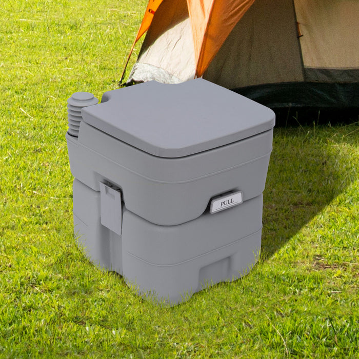 Outsunny Portable Toilet For Adults, Flushable Travel Toilet With Lid, Grey