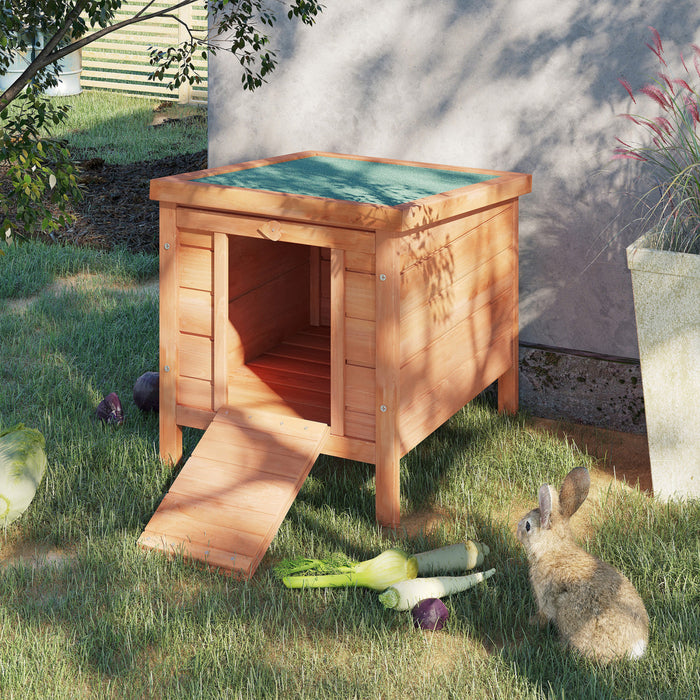 Pawhut 20\"x16.5\"x17\" Wooden Rabbit Hutch Small Animal House Bunny Guinea Pig Pet Cage Coop Cat Shelter Orange