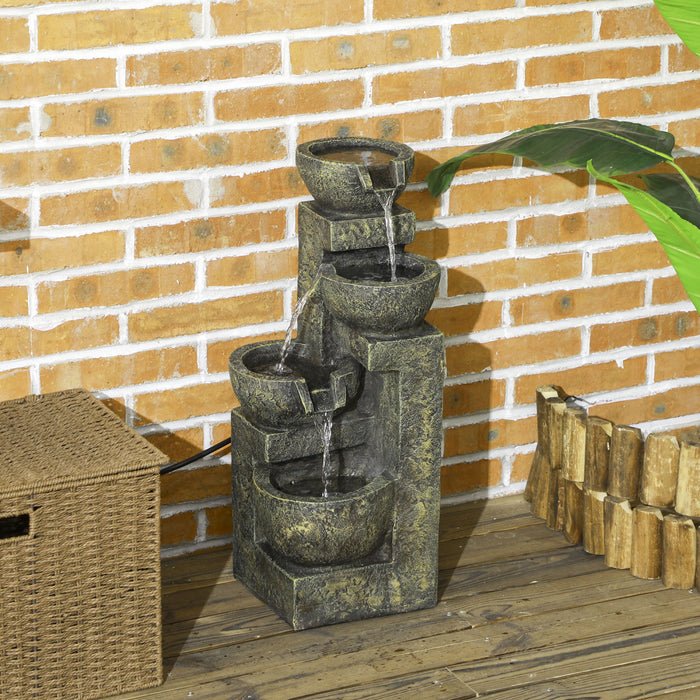 Outsunny Outdoor Fountain With Adjustable Flow, Stone Look