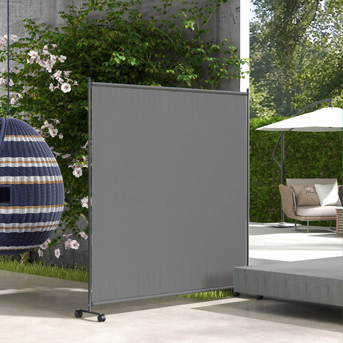 Outsunny Room Divider With Wheels, 6ft Rolling Privacy Screen, Dark Grey