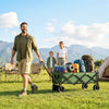 Outsunny 130L Folding Garden Cart with Wheels, Heavy-Duty Collapsible Wagon with Brakes, 550lbs Capacity, Adjustable Handle and Carry Bag for Camping, Garden, Beach, Green