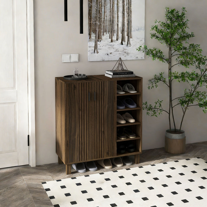 HOMCOM Shoe Cabinet with 5-tier and Open Shelves for 17 Pairs