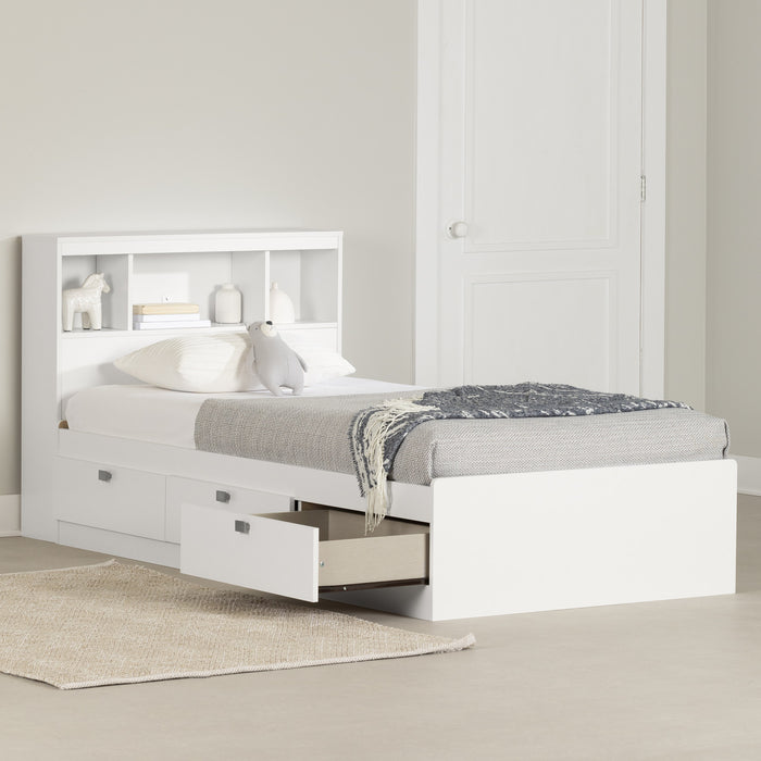 Spark Storage Bed And Bookcase Headboard Set - Pure White