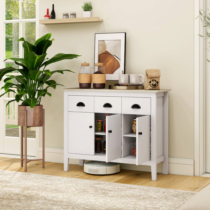 HOMCOM Sideboard Buffet Cabinet, 40\" Kitchen Coffee Bar Cabinet, White