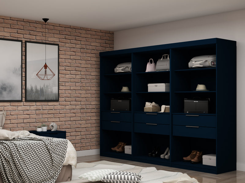 Mulberry Contemporary Modern 36\" Wardrobe Closet in Midnight Blue - Set of 3
