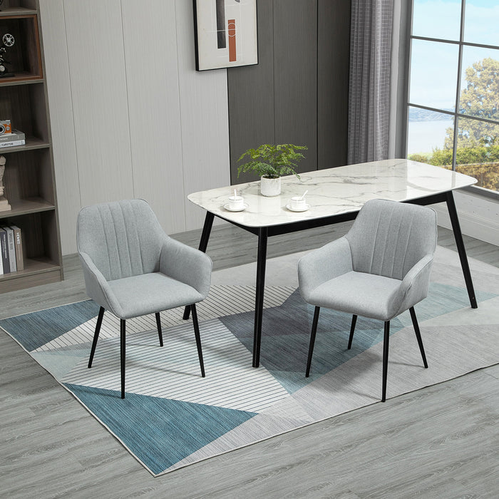 HOMCOM Dining Chairs Set of 2, Upholstered Accent Chairs with Metal Legs