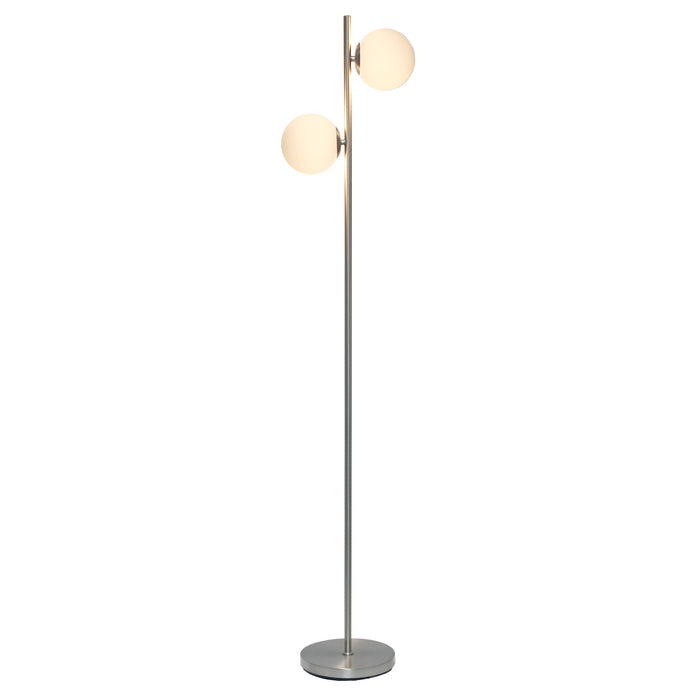 Liam Modern 2 Light Floor Lamp, Brushed Nickel, 66\"H