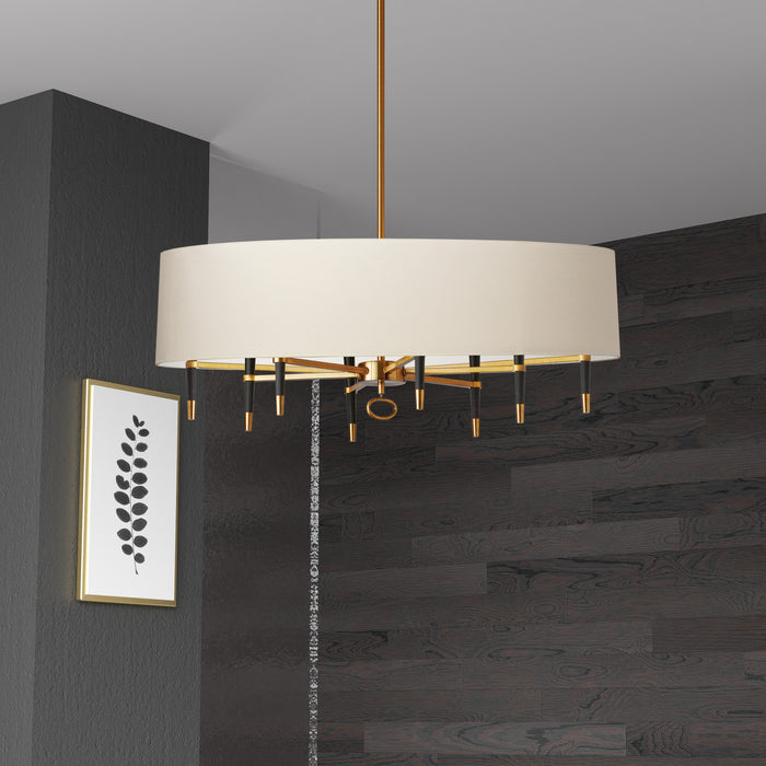 Dainolite Langford 8 Light Chandelier Vintage Bronze Cream Shade Lamp