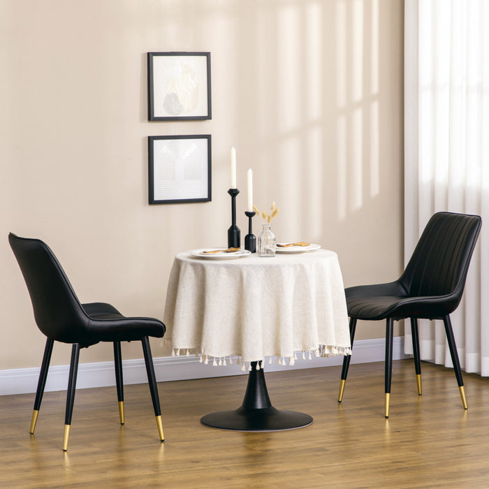 HOMCOM Dining Chairs Set of 2, PU Leather Upholstered Kitchen Chair, Black