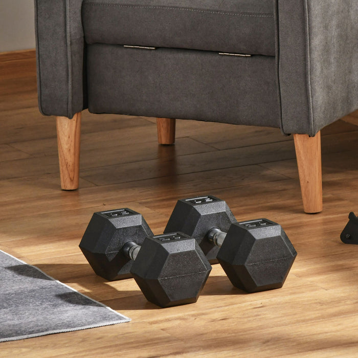 Soozier 2 x 30lbs Rubber Dumbbells Weight Set, Dumbbell Hand Weight for Body Fitness Training