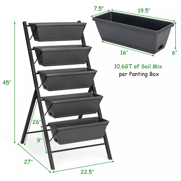 Costway Set Of 2 4 Ft Vertical Raised Garden Bed 5-tier Planter Box For Patio Balcony