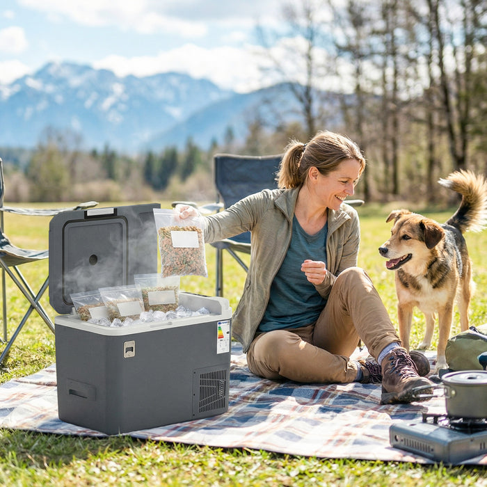 Outsunny 12 Volt Car Refrigerator, 26QT Car Fridge with App Control, 12/24V DC and 100-240V AC, -4℉-68℉, Portable Electric Freezer Compressor Cooler for Truck SUV Travel Camping