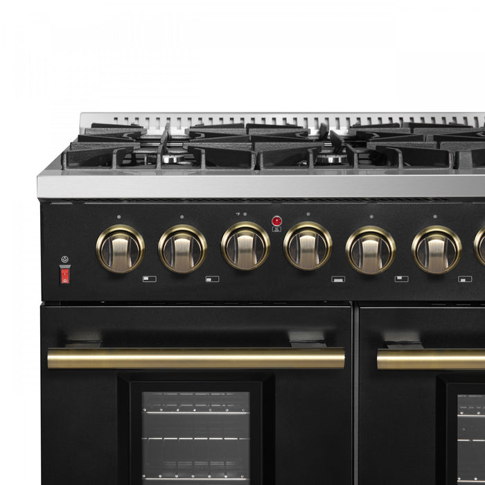 Forno Galiano 48\" Dual Fuel Range, Black, 6.58 cu. ft. double ovens -FFSGS6156-48BLK