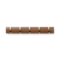 Umbra 5 Flip Wall-Mounted Hooks - Light Walnut and Gold