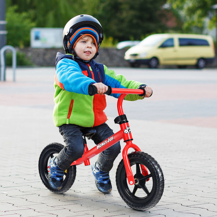 Honeyjoy Kids Balance Bike No Pedal Training Bicycle W/ Adjustable Handlebar & Seat Red