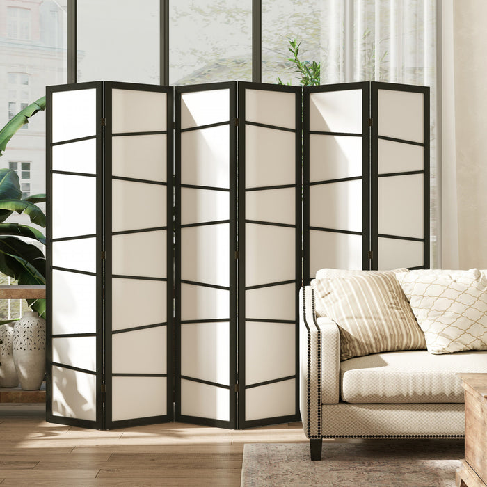 HOMCOM Folding Room Divider, 6 Panel Privacy Screen for Home Office, White