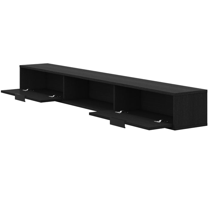 Nordika Slim 72\" Wall-Mounted TV Stand with 2 Storage Cabinets - Black