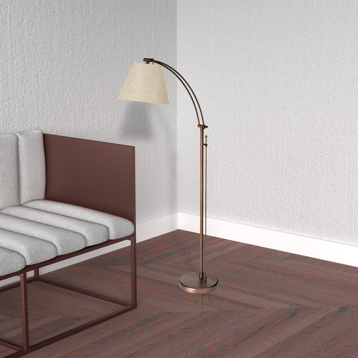 Dainolite Felix Adjustable Floor Lamp Oil Brushed Bronze Flax Empire Shade Rotary Dimmer Switch